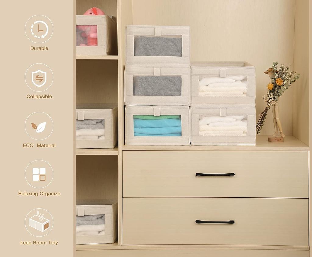 Hosen Kleidung Kleiderschrank Kleidung Aufbewahrungsboxen Schubladentyp Ausführung Zuhause Sichtfenster Stoff-Aufbewahrungsbox Leinen-Aufbewahrungsbox