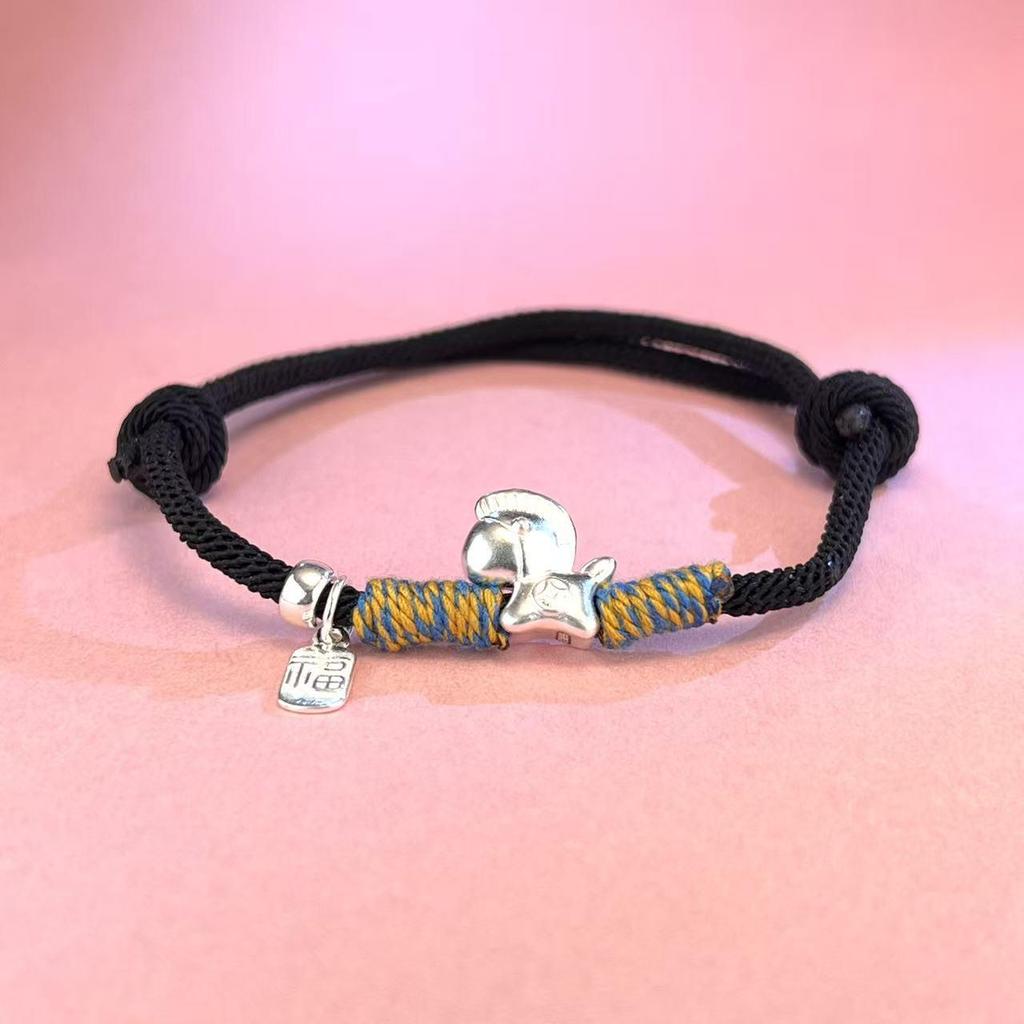 999 Sterling Silver Zodiac Red String Horse Bracelet