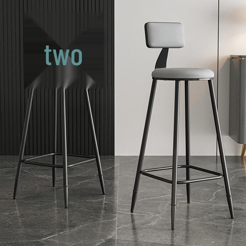 Modern Wrought Iron Bar Stool with Backrest - High Stool for Dining, Light Luxury Design