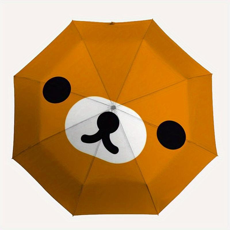 1pc Brown bear face illustration. Umbrella with Plastic Handle,Suitable for All Seasons Home Travel Outdoor UmbrellaM946