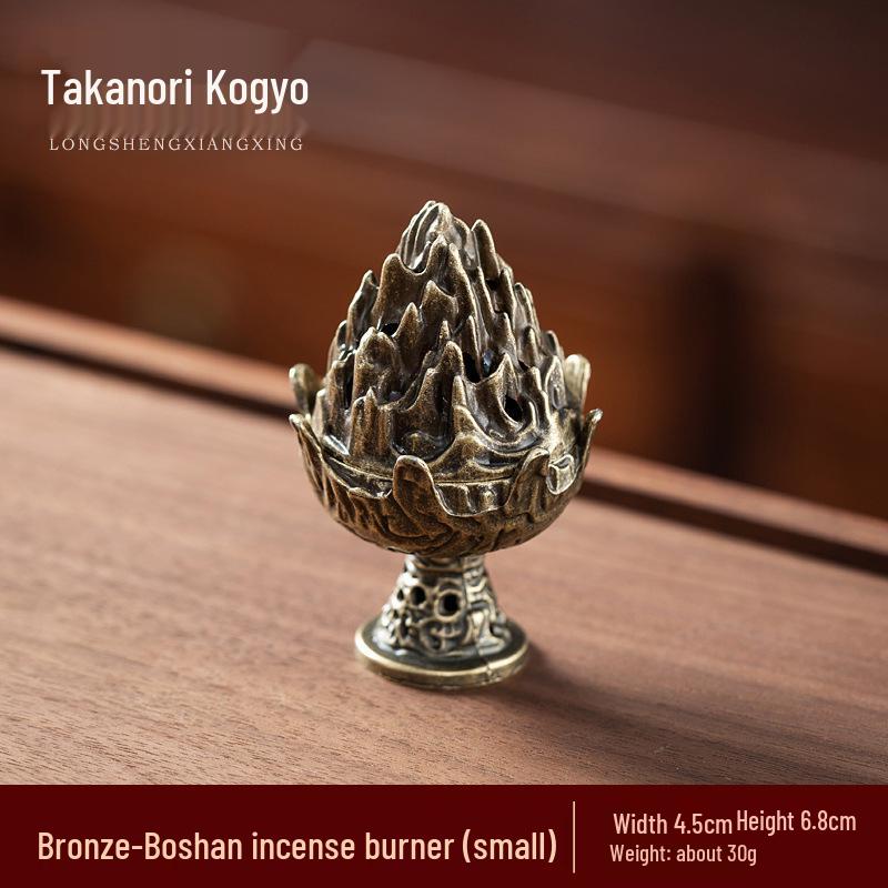 Xiangyun Lotus Incense Burner: Mini Three-Legged Copper Aromatherapy with Porous Boshan Design