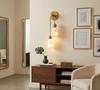 Alabaster Brass Double Wall Sconce Modern Luxury Bathroom Wall Light Fixture