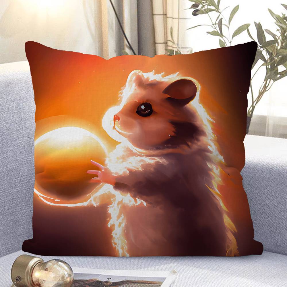 

Cute Hamster Pillow Case Removable Washable Cushion Cover – All-Season Soft Linen 16x16Inch