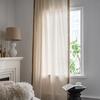 Linen Curtain Country Style Window Hanging Blackout Lace Tassel Curtains for Living Room Bedroom Easy Drape Dector for Window