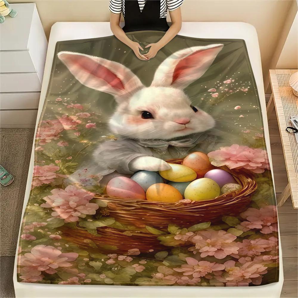 Easter Egg Print Flannel Blanket,High Quality Comfortable for All Seasons,Home Decor,Warmth and Comfort,Perfect for Christmas Gifts