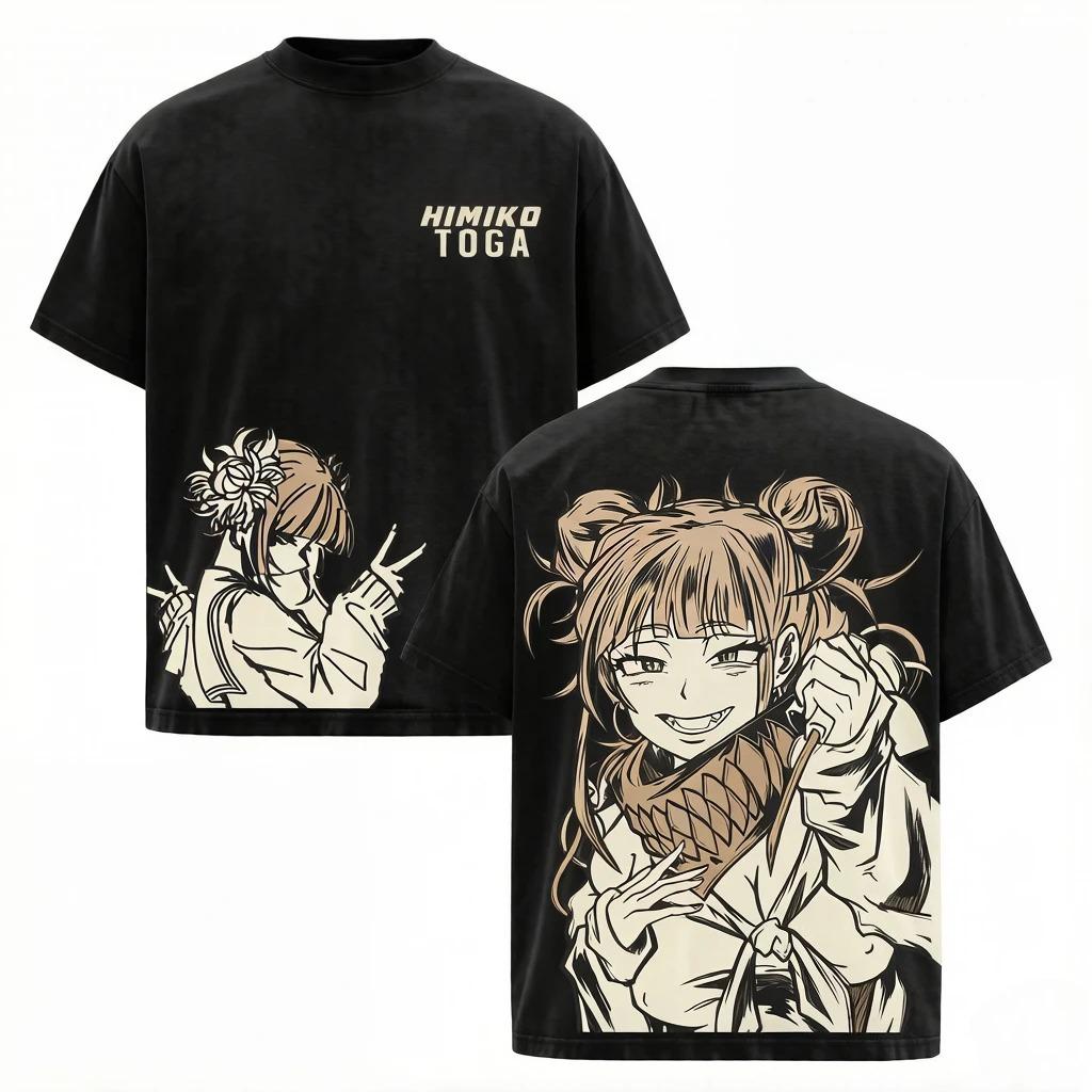 

My Hero Academia Himiko Toga Double-Sided Manga Sketch Unisex Casual White Anime Streetwear T-Shirt XXXL