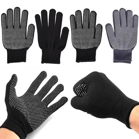 KNK Sports PVC DOTED Cotton Gloves Halp for Cricket Bating and Full Grriping In Bat Hand He Is Incris for Bating (Black)
