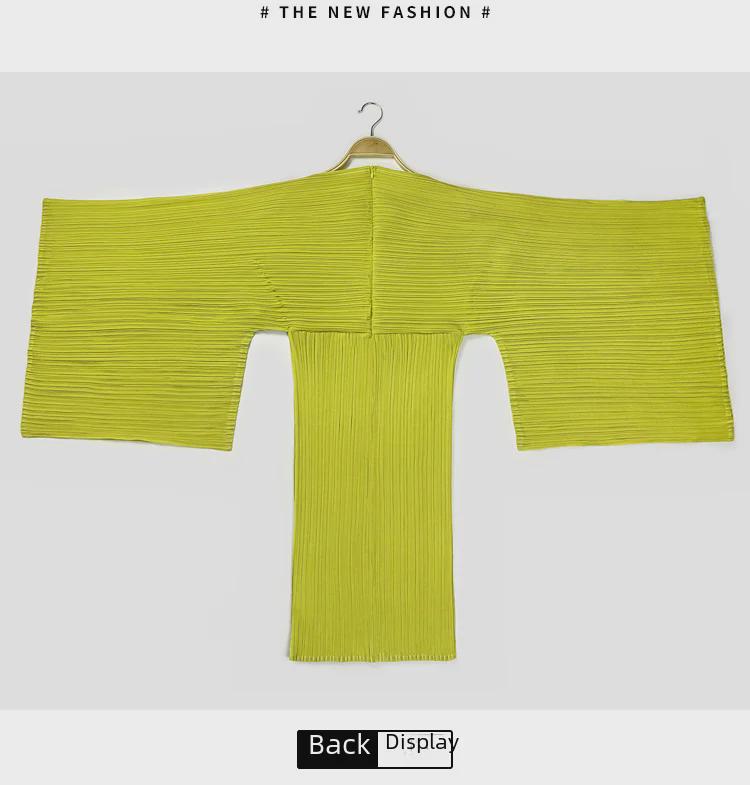 Women's Solid Color V-Neck Loose Pleated Mid-Length Dress for Spring 2025