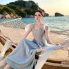 French Elegant Mesh Strap Slim Waist Swinging Streamer Dress Women Take Pictures Good-looking Holiday Style Dress