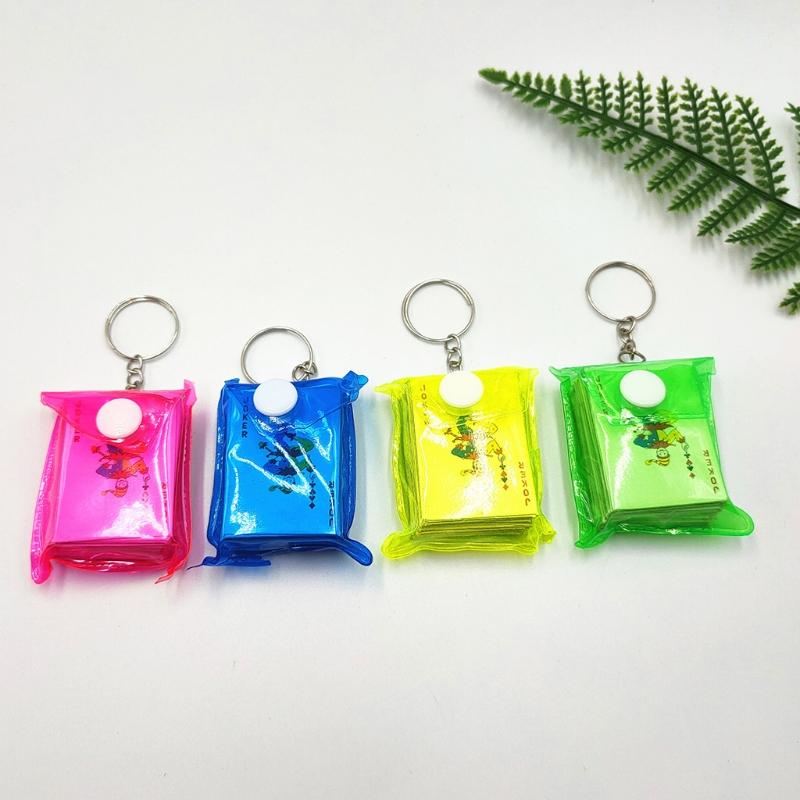 Funny Mini Playing Card Keychain Pendant Paper Craft Gift Travel Solitaire Prank Fun Small Board Game Toy Creative G