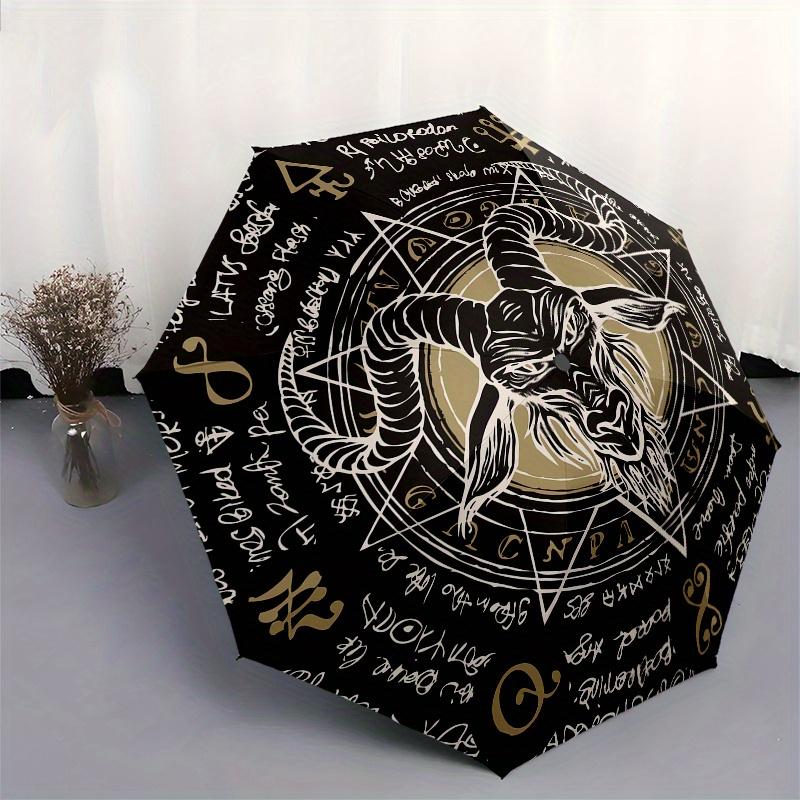 Occult Goat Head Symbol Tapestry Wall HangingUmbrella, Portable 3-Fold Compact Umbrella,Christmas Gift ES505