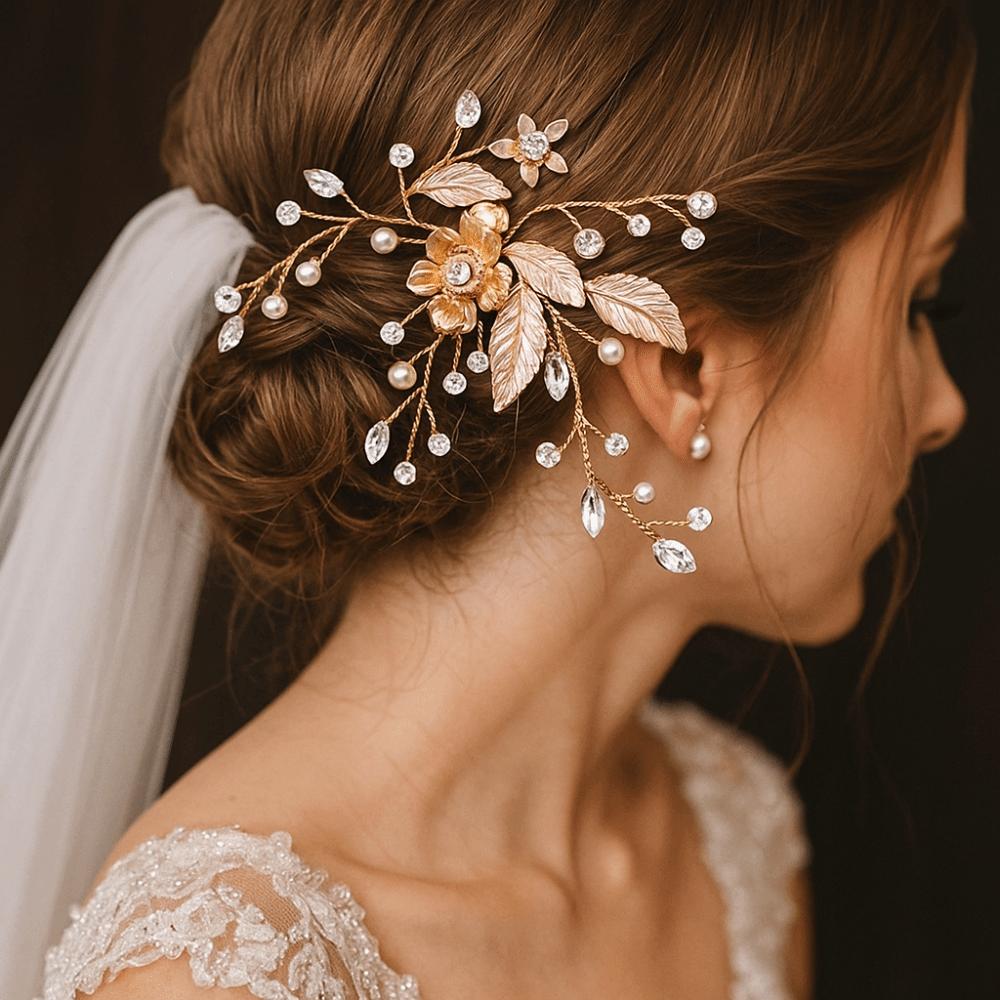 Luxuriöser Brautkopfschmuck Zink Zinklegierung Blume Strassstein Kopfschmuck Kreativer Kristall Haarclip Brautparty