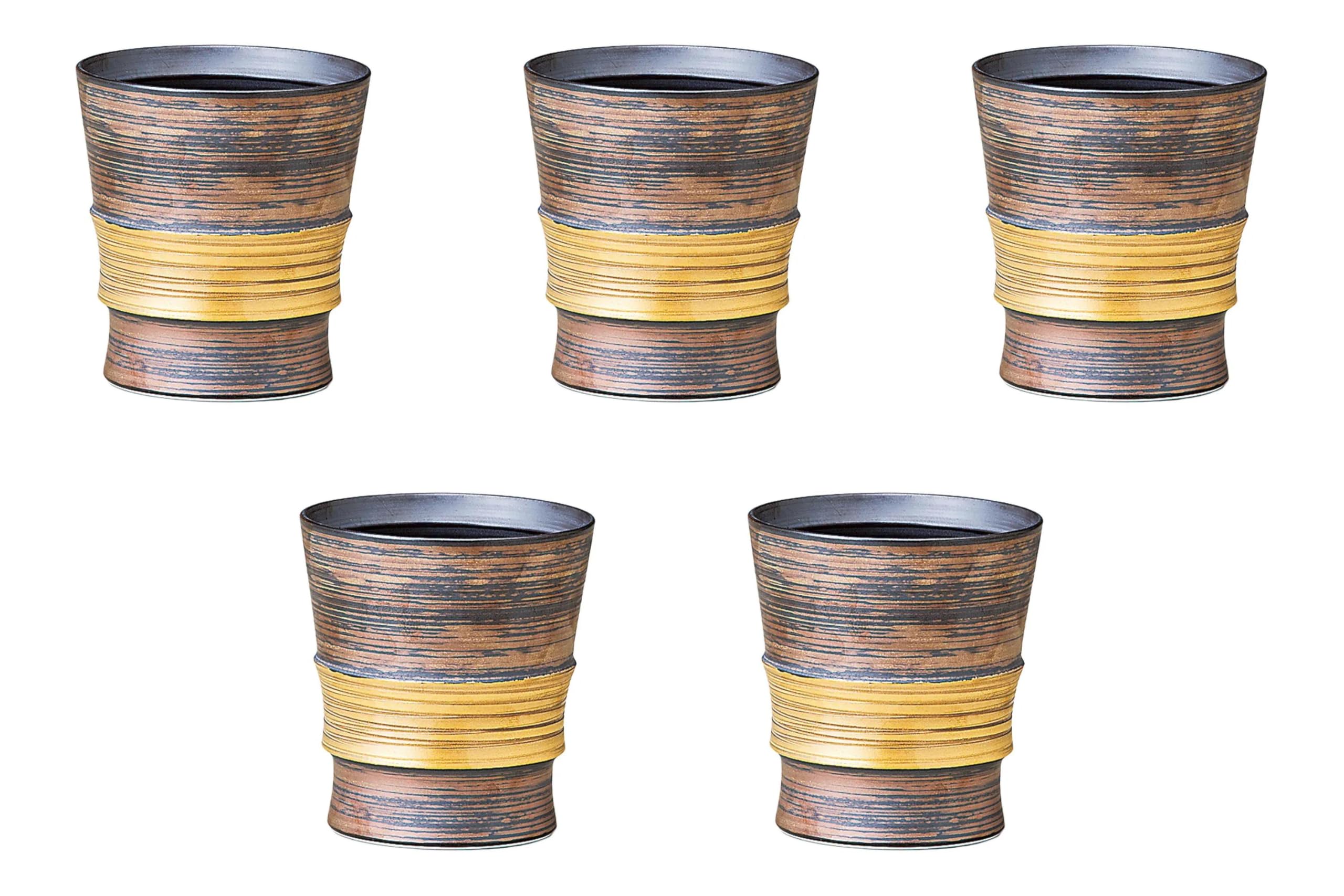

Set of 5 Wabi Cups x cm Arita Ware Rock Cups by Setomonohonpo Gold-Painted [8.5 9.5 (280cc)]