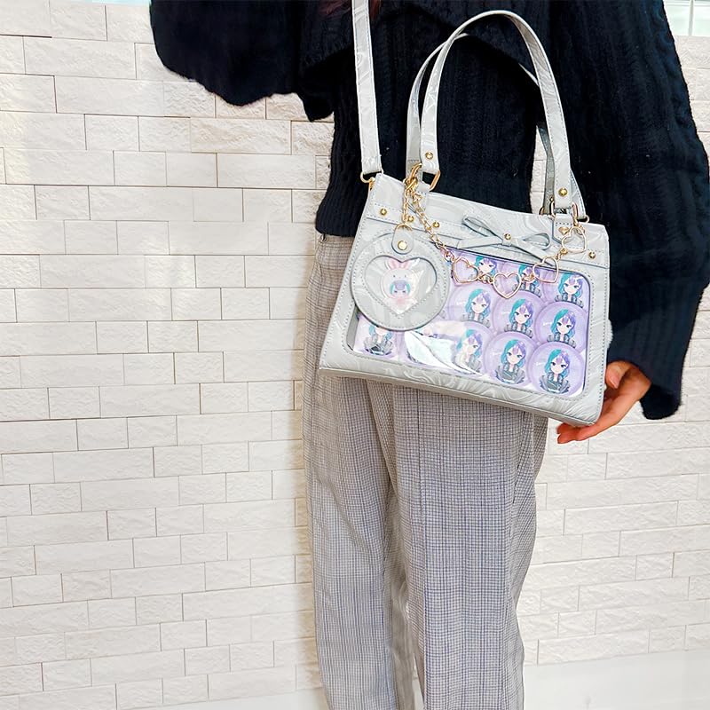 Marble Ita Bag with Can Badge Otaku Ita Clear Gray [Ugou Xiaopu] Case, Goods, g.triger Bag, Bag, Transparent, [Product]