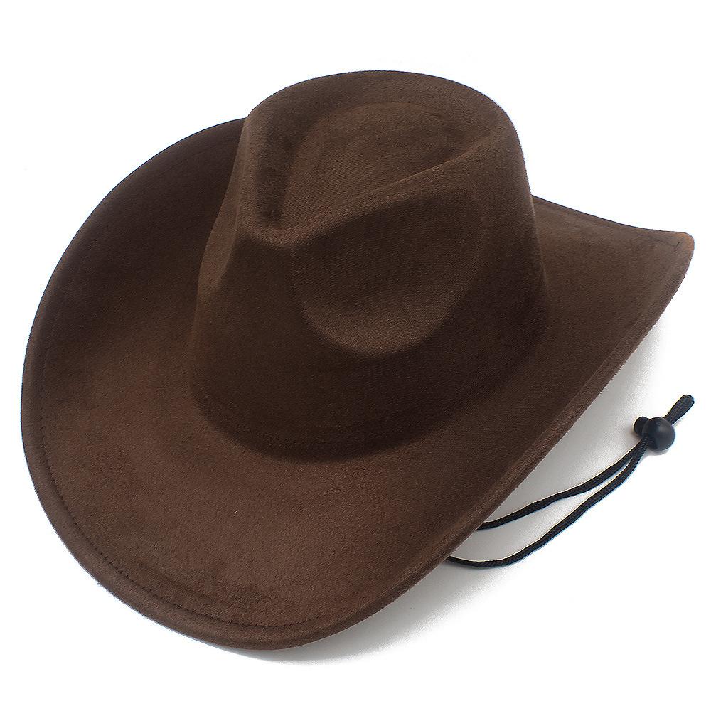Retro British Style Western Cowboy Hat Fashionable Warped Edge with Windbreak Rope Tibetan Top Hat Men's and Women's Outdoor Mountaineering Hat