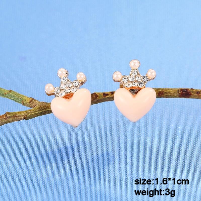 Heart Dangle Earrings for Women Colorful Enamel Crystal Love Heart Sweet Korean Female Drop Earrings aretes de