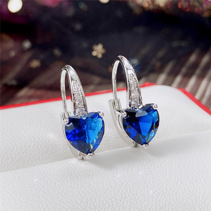 BELLA BOX Eternity Love Earrings For Women Blue CZ Heart Dangle Earrings Wedding Party Elegant Lady's Accessories Classic Jewelry