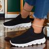 Knitted Mesh Women Slip-ons Breathable Lightweight Walking Shoes Soft Sole Comfort Casual Mother Shoes for Working Traveling