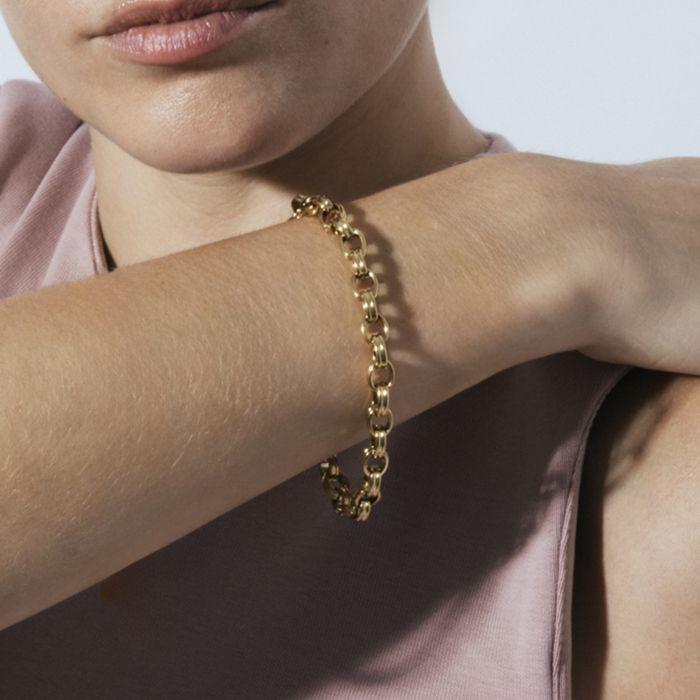 Bracelet - LUXENTER - Haloy - Acier hypoallergénique plaqué or jaune 18K - 19 cm - 9 mm