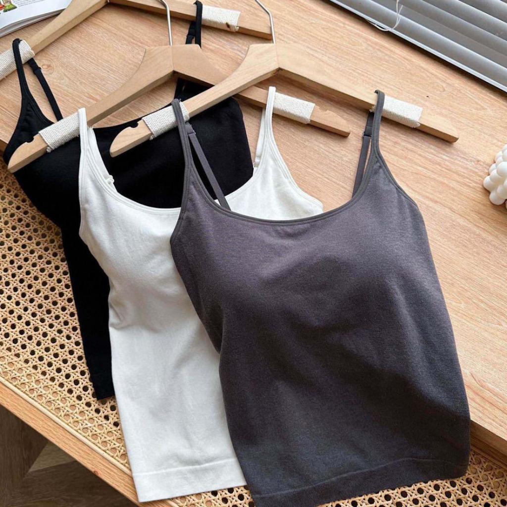 Modal Cashmere Brushed Mulberry Silk Women's Warm Vest with Integrated Cup Camisole