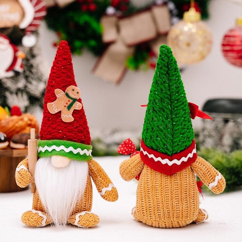 Handmade Christmas Gingerbreads Gnomes Christmas Gingerbreads Man Gnomes Plush Collection Holiday Ornament Decors