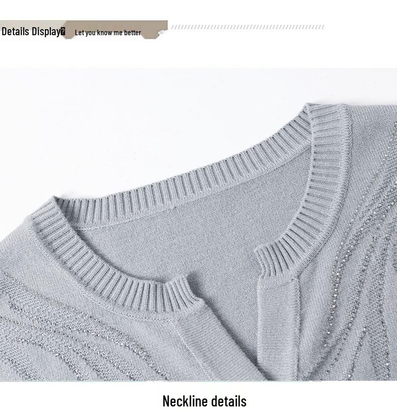 2025 Spring & Autumn Knitted Sweater for Middle-Aged Women: Loose, Round Neck Pullover for Ages 50s-60s