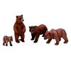 4pcs Realistic Bear Figurines Set Miniature PVC Grizzly Bear Wild Animal Figures for Home Office Display Collection 4