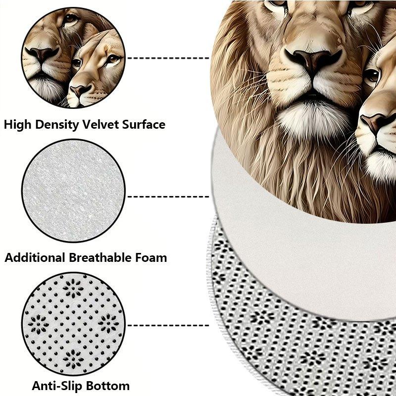 Lion King Companion Theme Flannel-printed round floor mats are slip-resistant Suitable for living bedroom terrace garden carpets