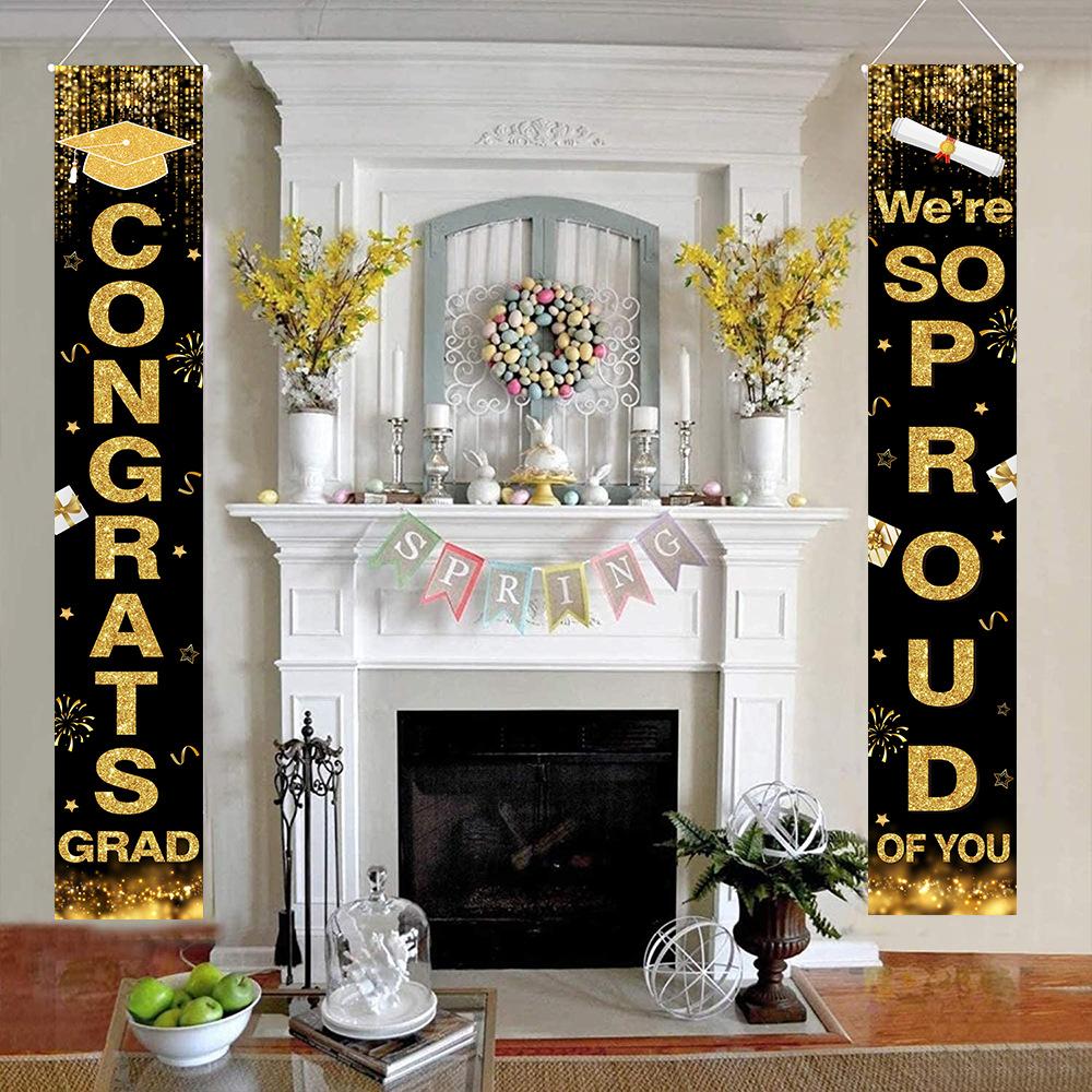 

1Pair Graduation Porch Sign Banner Large Congrats Grad Party Supplies Decor Itemations Door Banner For Graduation Party