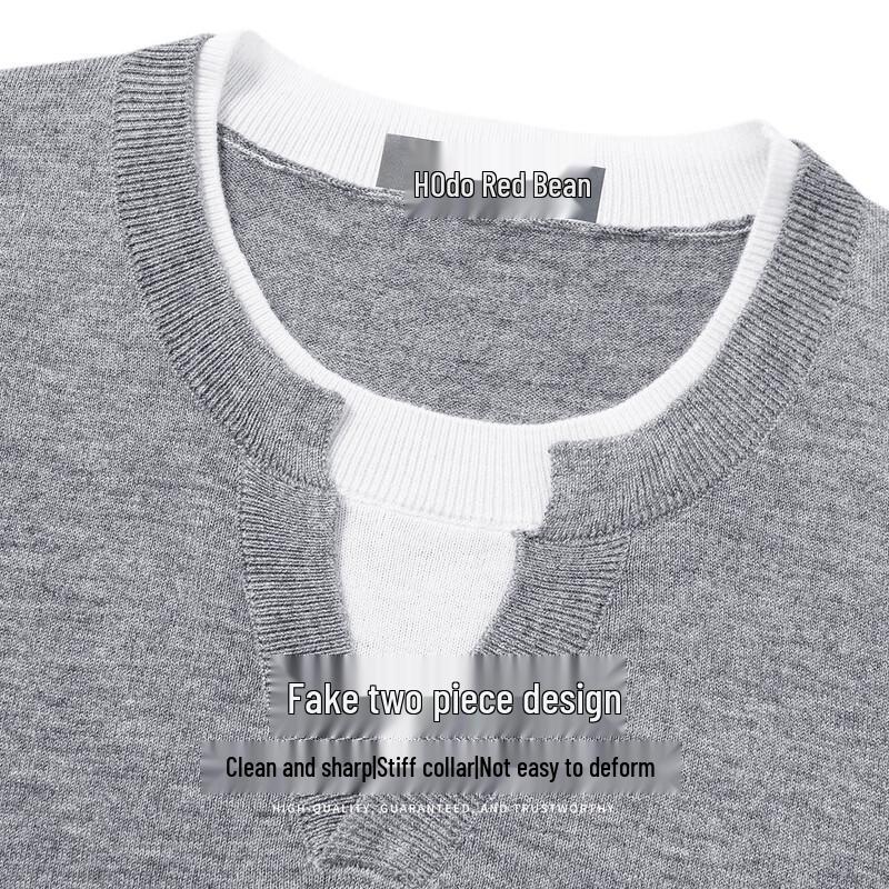 Hodo Men's Faux Two-Piece Pullover Knit Sweater