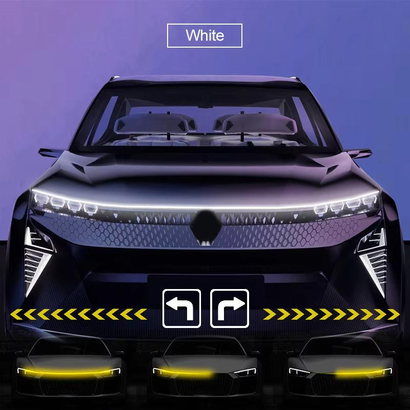 New LED Car Hood Decorative Light Strip Start Scan Dynamic Ambient Light Car Daytime Running Light DRL With Turn Signal Lamp 12V