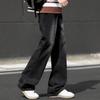 SWAMP AREA American High Street Vintage Men's Denim Jeans Spring Autumn Loose Straight Wide Leg Slight Flare Long Pants K113 Black 3XL