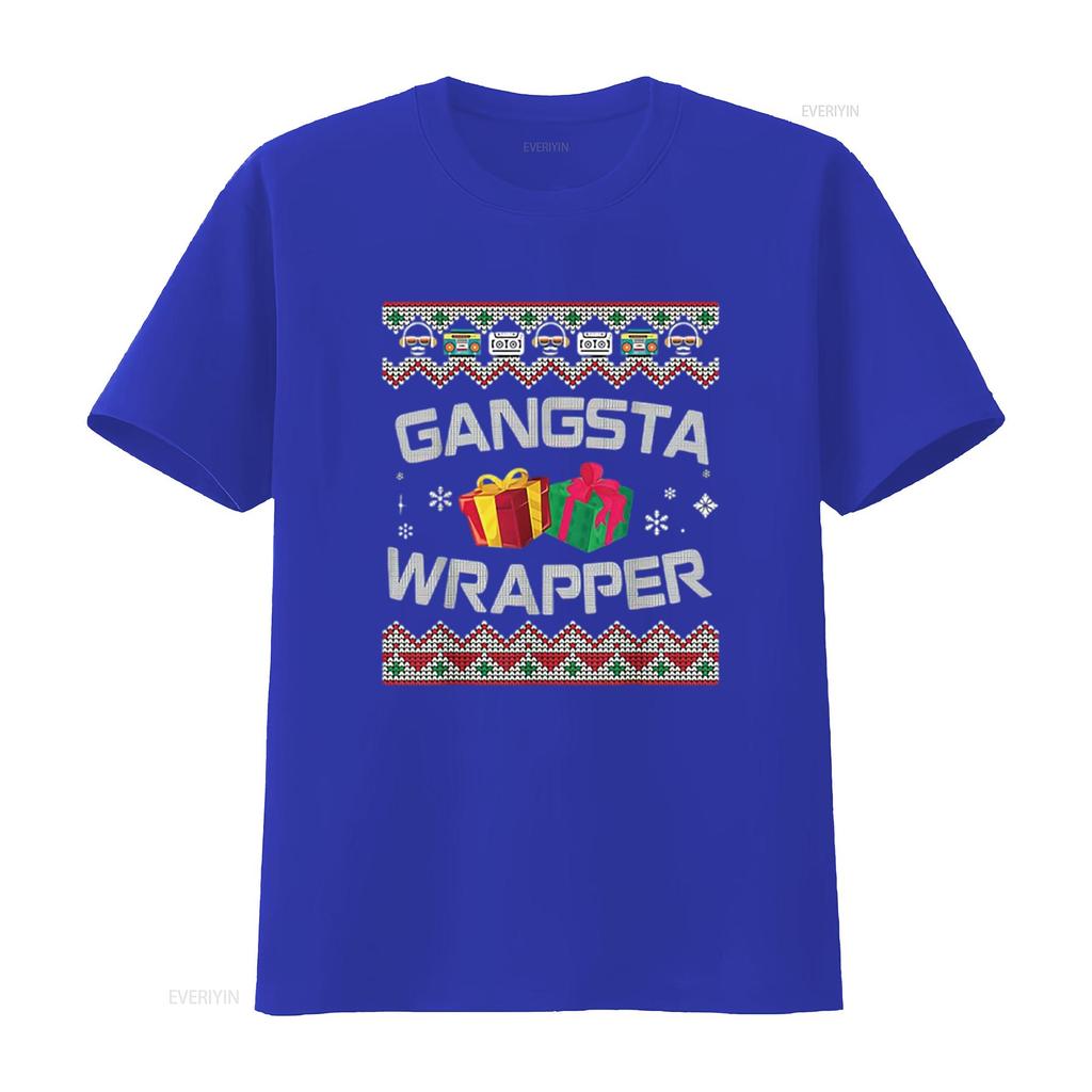 Gangster Wrapper Merry Christmas Rapper Gangsta Sweater Womens T Shirt Black Vintage Washed Unisex Versatile Comfortable Homme