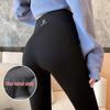 Women's High Waist Black Fleece-Lined Yoga Pants - Sharkskin Base Layer, Autumn/Winter, Tummy Control, Stretchy, Tight Fit