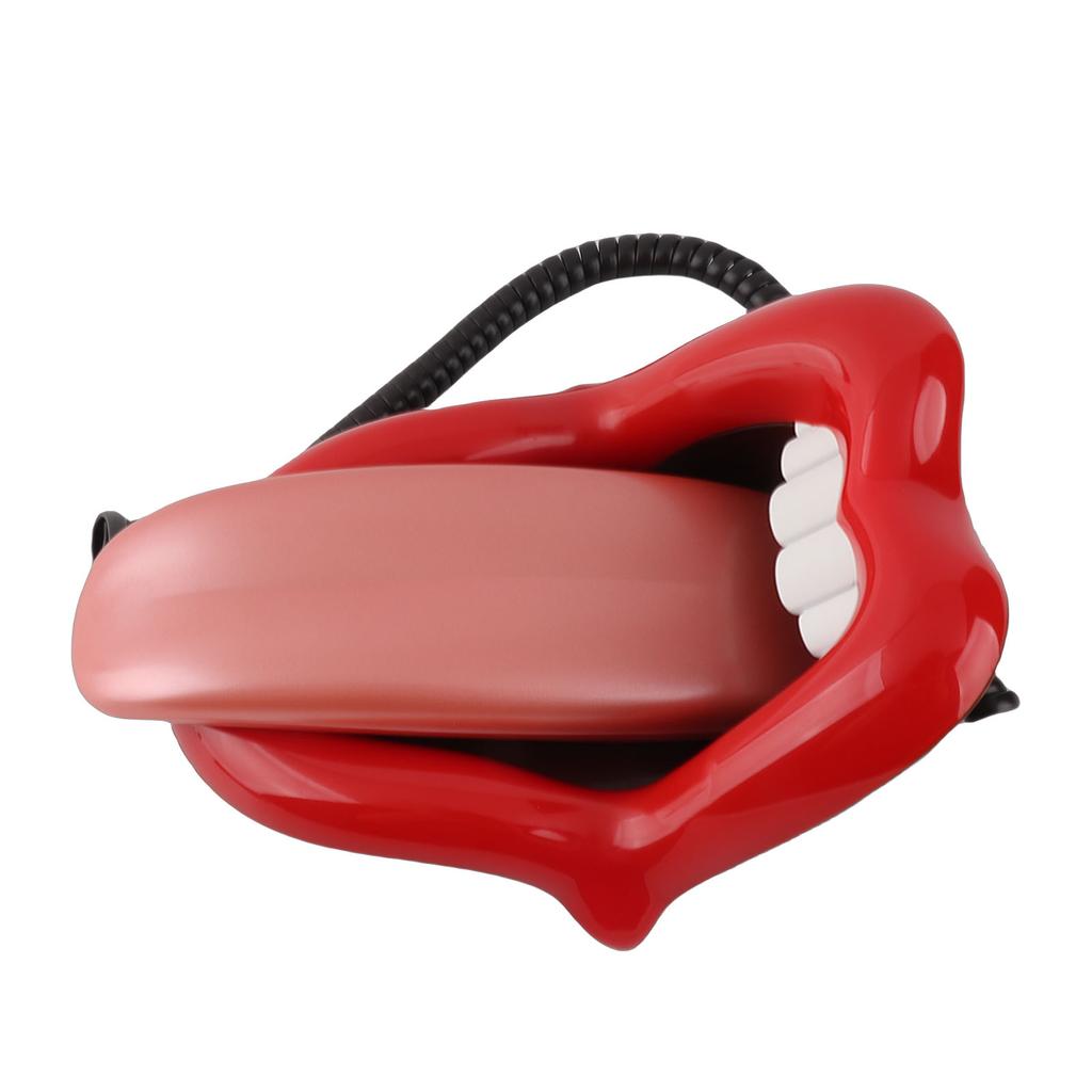 Red Mouth Telephone Novelty Big Tongue Landline Phone Wired Funny Lip Phone with LED Indicator for Home Shops Office