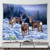 Winter Cedar Wild Elk Animal Print Pattern Home Dormitory Study Room Living Room Wall Decor Background Cloth Tapestry