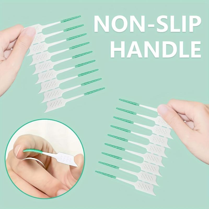 102Pcs Mint Flavored Interdental Flossers,Soft Gel Formaldehyde-Free Dental Cleaning Pick Ergonomic Handle Travel Oral Care Tool