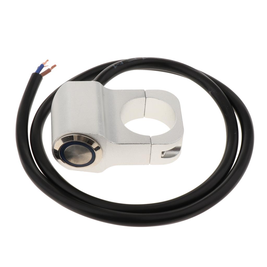 12v 10A waterproof Motorcycle CNC Aluminium Alloy Switches 1inch 25mm Handlebar Headlight Switch with Indicator Light (Chrome)