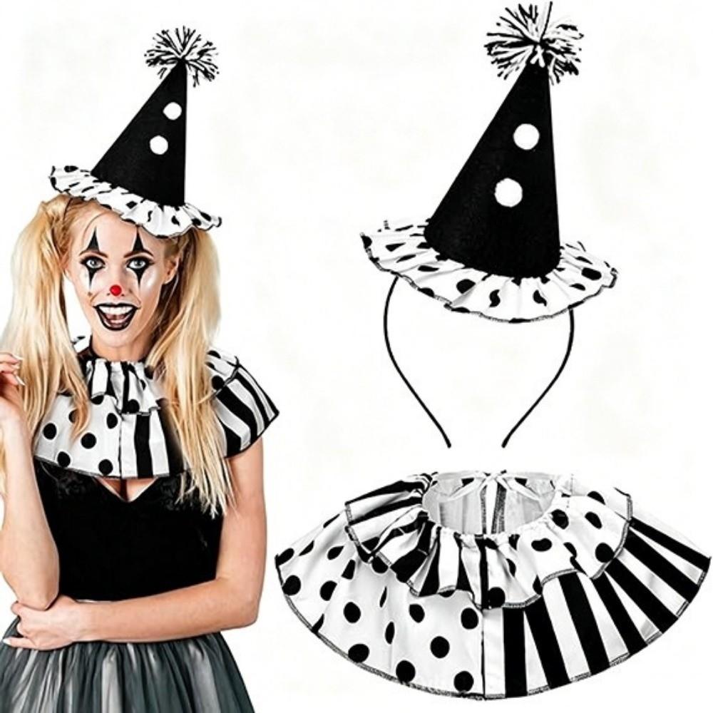 Set 2 Pezzi Fascia Testa da Clown Leggera Papillon Mantello Collare Finto Mantello Set Costume per Giochi di Ruolo Oggetti di Scena per Giochi di Ruolo