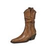 Fashion 2024 New Autumn Winter Women Boot Fashion Pleated Boots for Women Chunky Heel Mid-calf Boots Ladies Shoes Western Boots Retro