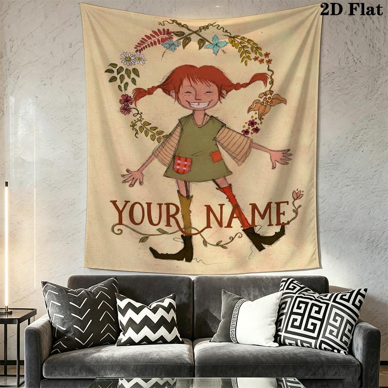 Gepersonaliseerd Naambord pippi Wandkleed Esthetisch Wandkleed Bedrukte Stof Deken Decoratieve Wandkleden voor Slaapkamer Woonkamer Woondecoratie