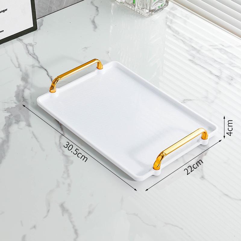 Tray Serving Plate Breakfast Trays Platter Handles Plastic Tea Cup Coffee Dessert Ottoman Rectangular Decorative Storage Service