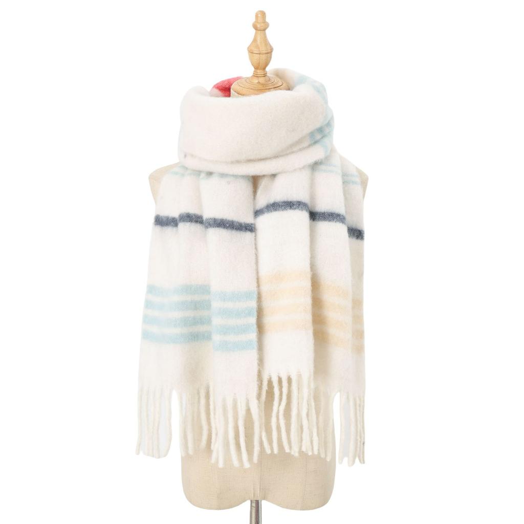 Knitted wool scarf women's autumn and winter mohair thickened winter warm scarf versatile shawl red