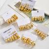 6pc Set Simple Personality Gold Color Irregular Geometry Water Drop C Shape Stud Earrings for Women Jewelry Sets Accessory Gifts