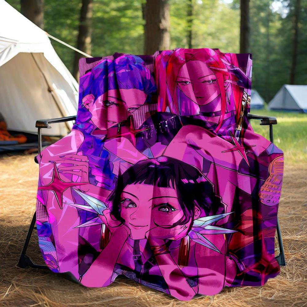 "Vivid Anime Characters Neon Starry Night Art Print"Blanket Lightweight Flannel Throw Blanket for Sofa, Bed, Travel, Camping, Livingroom, Of