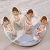 Girls' High Heel Sandals - Summer 2025: Soft Sole, Bow & Sequin Crystal Design, Perfect for Everyday Versatile Wear