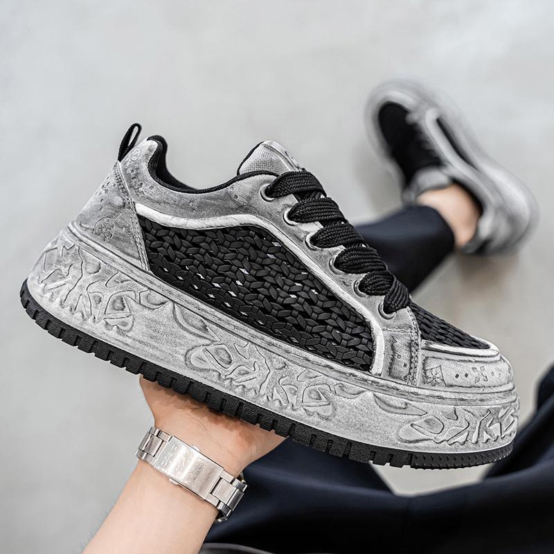 Fashion Green Tall Thick Soled Men's Sneakers Fashion Personality Simple and Versatile Youth Casual Shoes Comfortable Durable Sports