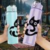 1PC Minimal Black Cat Line Drawing 750ml Color Plastic Sports Water Bottle Leakproof Flip Straw Lid Suitable for Sports Office Home Use