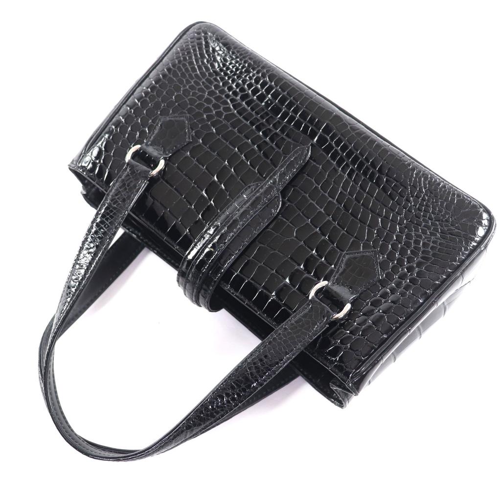 Tolle YAMAGUCHI Handtasche schwarz Krokodil Damen Gebraucht