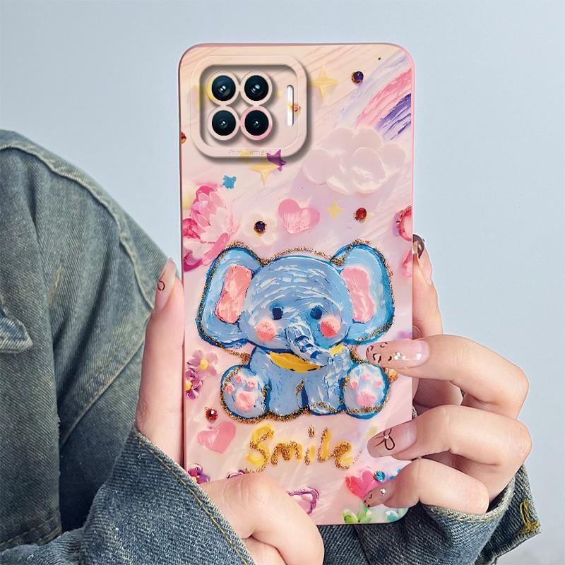 For OPPO Reno4 Lite Reno4 F Phone Case Reno 4 Lite 4F Cover Soft Silicone Cartoon Funda Lovely Panda Flower Printed Coque Casing